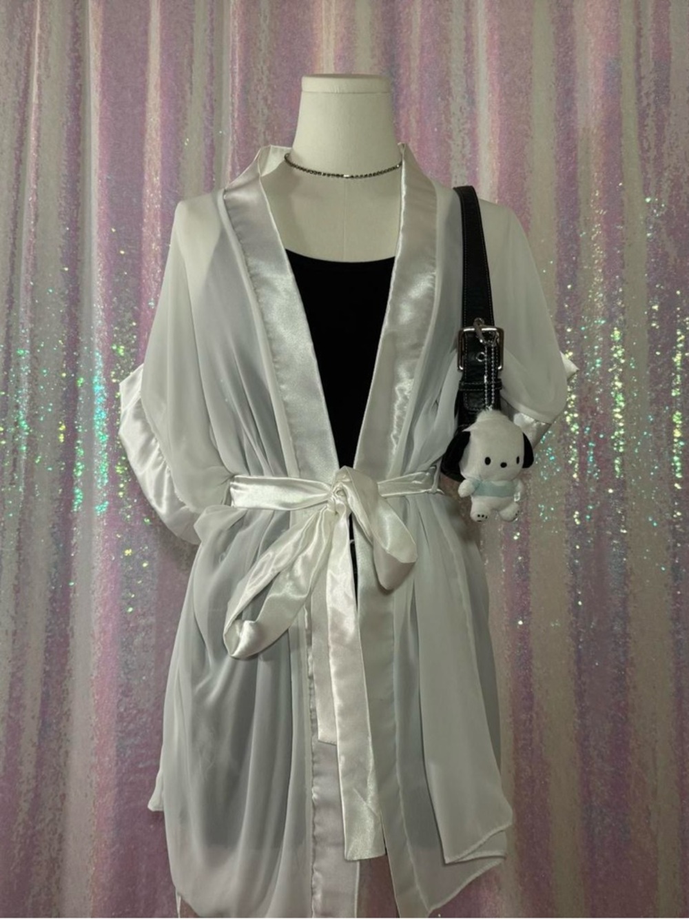 White Sheer Mesh Robe / Cover-Up Kimono ★彡